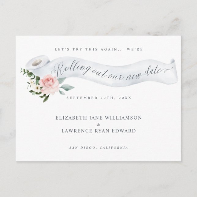 Carte Postale Faire-part Sortie de notre nouvelle date | Toilettes Papier R (Devant)