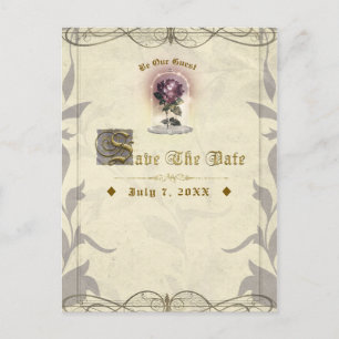Carte Postale Faire-part Soyez notre invité Rose Enchantée Vintage Économis