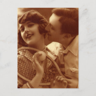 Carte Postale Faire-part Sport vintage Tennis, Mariage Enregistrer la date