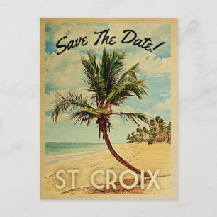 Carte Postale Faire-part St. Croix Enregistrer La Date Vintage USVI Beach