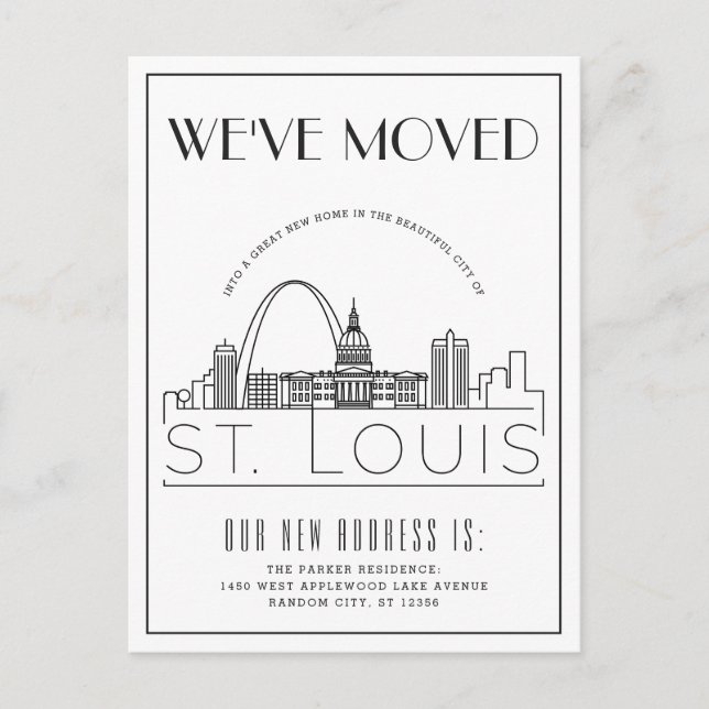 Carte Postale Faire-part St. Louis Modern Deco | Changement d'adresse (Devant)