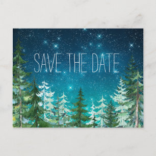 Carte Postale Faire-part Star Light Night Forest Wedding Enregistrer la dat