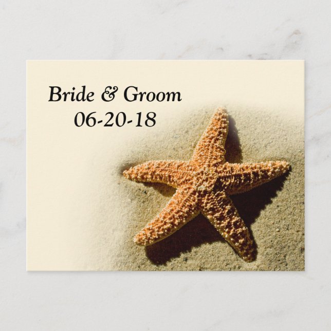 Carte Postale Faire-part Starfish Save The Date Beach Theme Mariage (Devant)