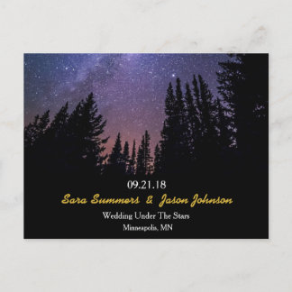 Carte Postale Faire-part Starry Night Mariage Horizontal Enregistrer La Dat
