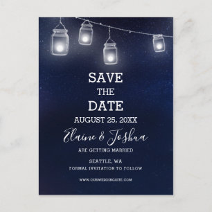 Carte Postale Faire-part starry sky mason jars mariage enregistrer la date