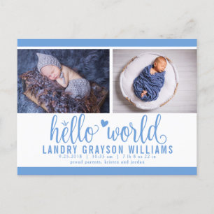 Carte Postale Faire-part Statistique de naissance de photo de monde d'accue