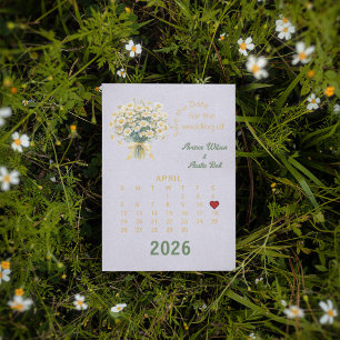 Carte Postale Faire-part Style de calendrier Mariage Enregistrer la date Av
