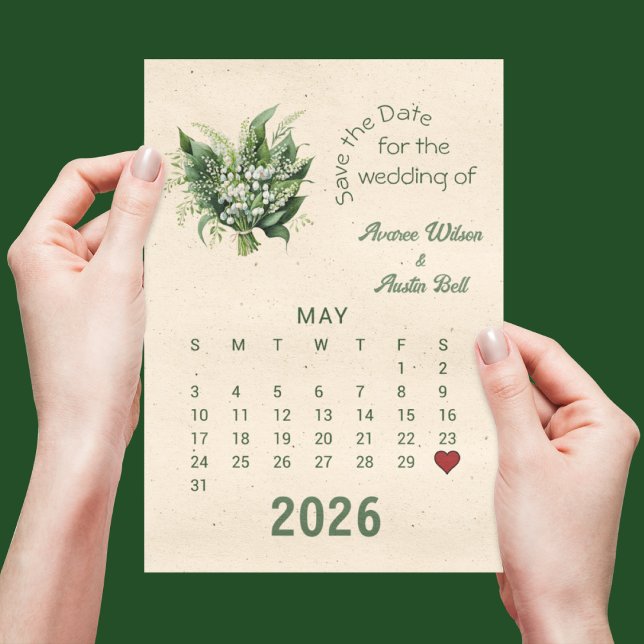 Carte Postale Faire-part Style de calendrier Mariage Enregistrer la date Ma (Créateur téléchargé)