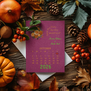 Carte Postale Faire-part Style de calendrier Mariage Enregistrer la date Oc