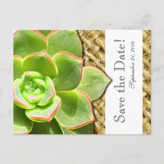 Carte Postale Faire-part Stylisé Hen et Chick Burlap enregistrer la date (Devant)