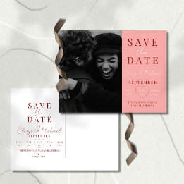 Carte Postale Faire-part Stylish Pink Calendar Photo Wedding Save The Date