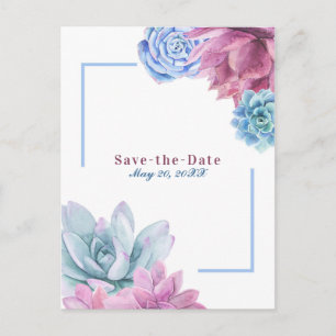 Carte Postale Faire-part Succulentes Blanc Chic Fiesta Rustique Enregistrer