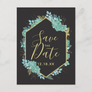 Carte Postale Faire-part Succulents Cadre Doré Enregistrer la Date de Toute