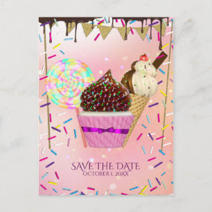 Carte Postale Faire-part Sucreries Candy Land Sprinkles qui Pleuvent Enregi