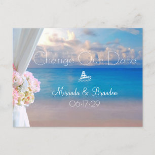 Carte Postale Faire-part Summer Sunset Floral Beach Mariage Modifier la dat