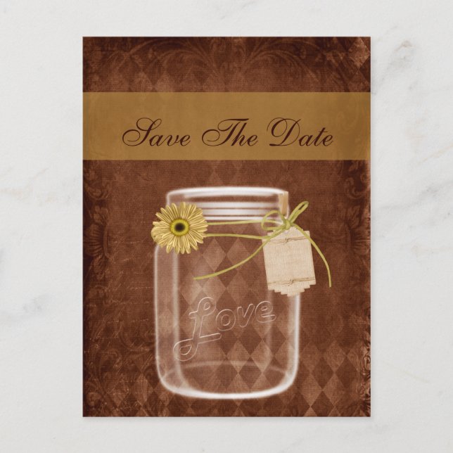 Carte Postale Faire-part sunflower rustique mason jar mariage enregistrer l (Devant)
