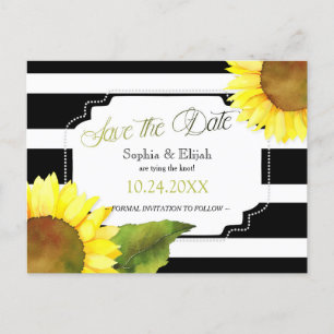 Carte Postale Faire-part Sunflower & Stripes Mariage Sauvez la date