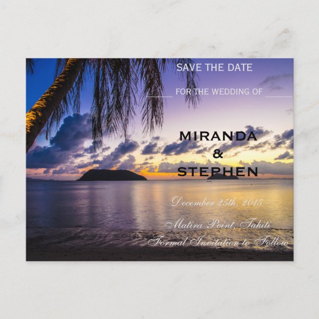 Carte Postale Faire-part Sunset beach enregistrer la date (Devant)