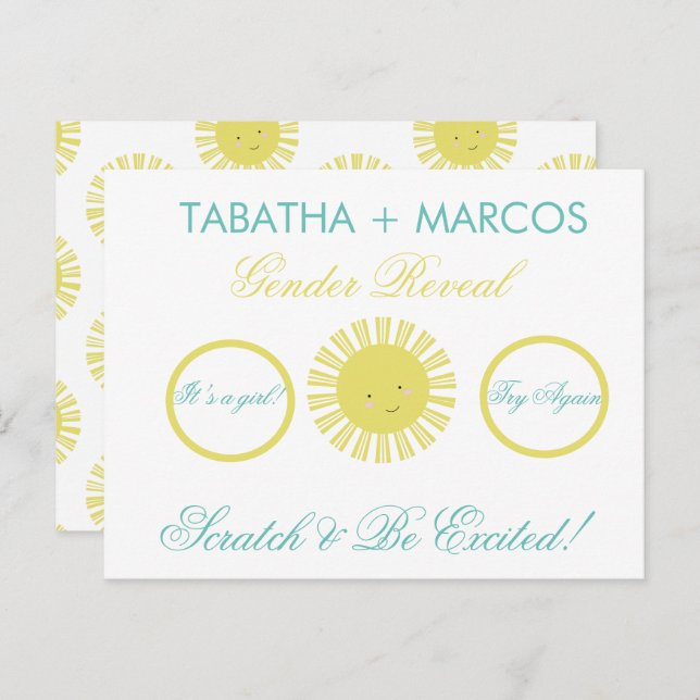 Carte Postale Faire-part Sunshine Genre Révélation do-it-yourself Faux Scra (Devant / Derrière)