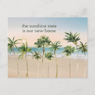 Carte Postale Faire-part Sunshine State est notre nouvelle maison Palmiers