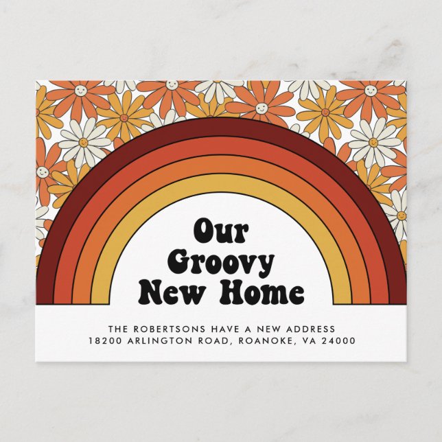 Carte Postale Faire-part Super Nouvelle maison Rainbow Retro Nouvelle adres (Devant)