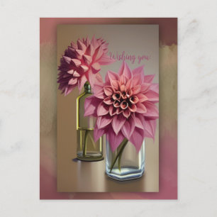 Carte Postale Faire-part Superbes fleurs Dahlia et texte personnalisé