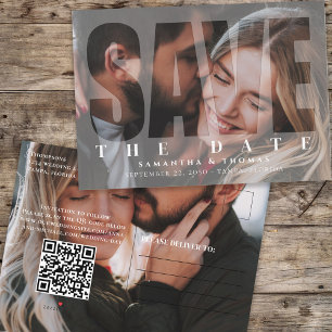 Carte Postale Faire-part Superposition de code QR de deux photos modernes p