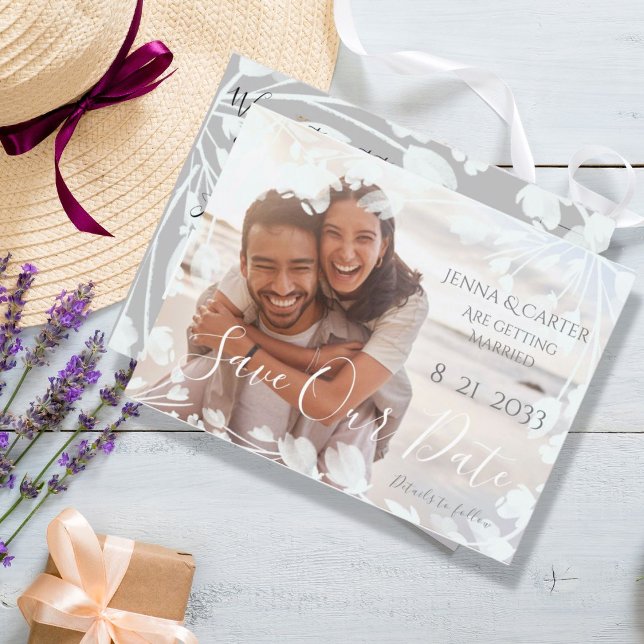 Carte Postale Faire-part Superposition de photo élégante moderne QRC minima (Créateur téléchargé)