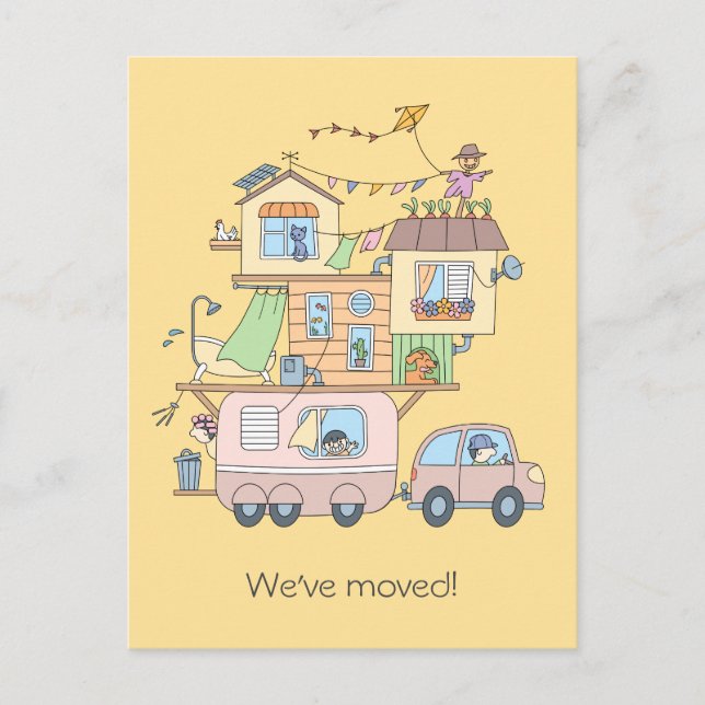 Carte Postale Faire-part Sur la route Famille Camping Trailer - Nouvelle ad (Devant)