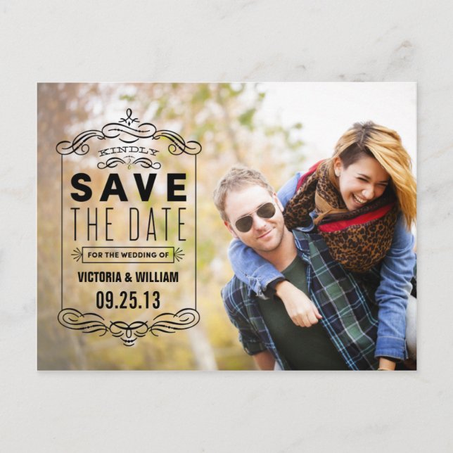 CARTE POSTALE FAIRE-PART SURFACE RUSTIQUE | ENREGISTRER LA DATE D'ANNONCE (Devant)