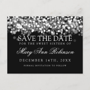 Carte Postale Faire-part Sweet 16 Enregistrer La Date Chatoyante Lumières A