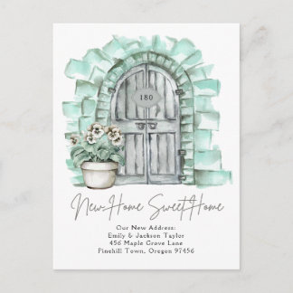 Carte Postale Faire-part Sweet New Home - New Address Watercolor Door 