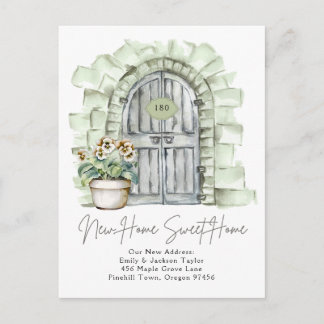 Carte Postale Faire-part Sweet New Home - New Address Watercolor Door 