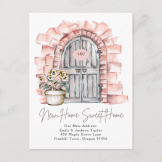 Carte Postale Faire-part Sweet New Home - New Address Watercolor Door 
