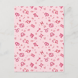 Carte Postale Faire-part SYMBOLE Zodiaque Astrologie Rose