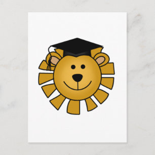 Carte Postale Faire-part T-shirts et cadeaux Lion avec chapeau de diplômé