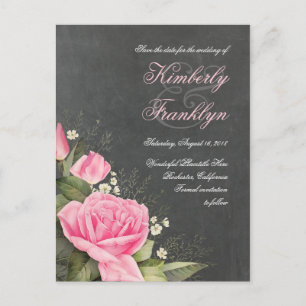 Carte Postale Faire-part Tableau de bord Fleur vintage Enregistrer la date