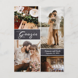 Carte Postale Faire-part Tableau noir Collage Photo Personnalisé Grazie