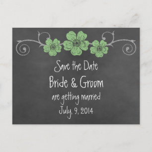 Carte Postale Faire-part Tableau rouge Rose Wild Green Enregistrer la date 