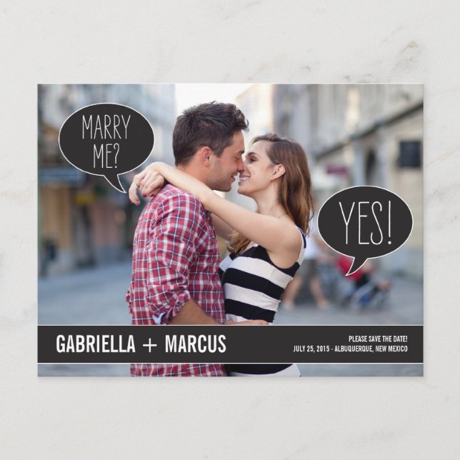 Carte Postale Faire-part Talk Bubbles Mariage Enregistrer La Date (Devant)