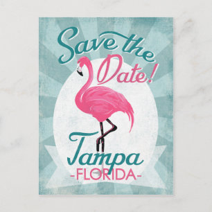 Carte Postale Faire-part Tampa Enregistrer La Date Flamant rose Rose