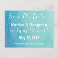 Teal et Bleu Ombré Aquarelle Save the Date