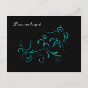 Carte Postale Faire-part Teal tourbillonne sur le noir