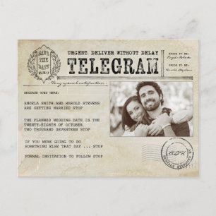 Carte Postale Faire-part Télégramme Vintage vieil âge Enregistrer la photo