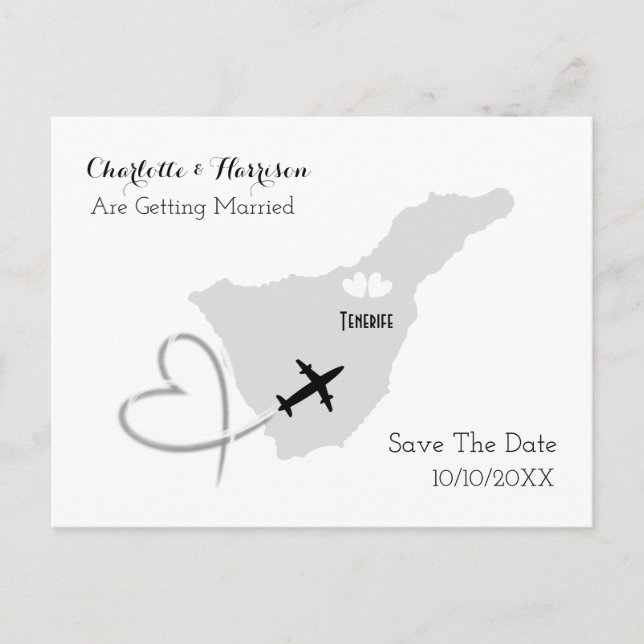Carte Postale Faire-part Tenerife Mariages de Destination Sauver la Date (Devant)