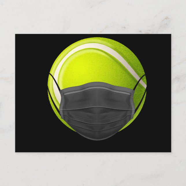 Carte Postale Faire-part Tennis Face Mask Funny Tennis Quarantine Rack Offi (Devant)
