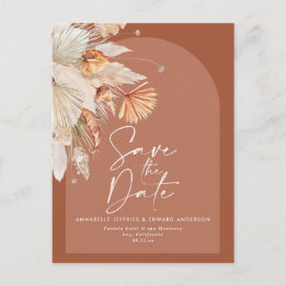 Carte Postale Faire-part Teracotta moderne bohème pampas herbe élégant