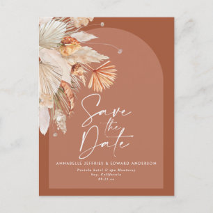 Carte Postale Faire-part Teracotta moderne bohème pampas herbe élégant