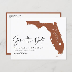 Carte Postale Faire-part Terracotta Florida State Map QR Code Enregistrer l