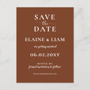 Carte Postale Faire-part Terracotta Rustic Burnt Orange Enregistrer La Date